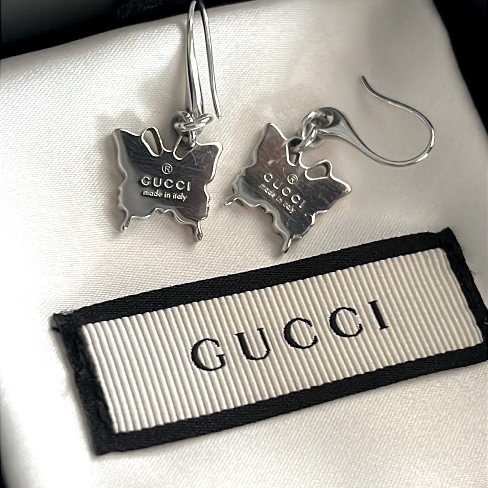 NWT Gucci Silver 925 Butterfly Drop Earrings